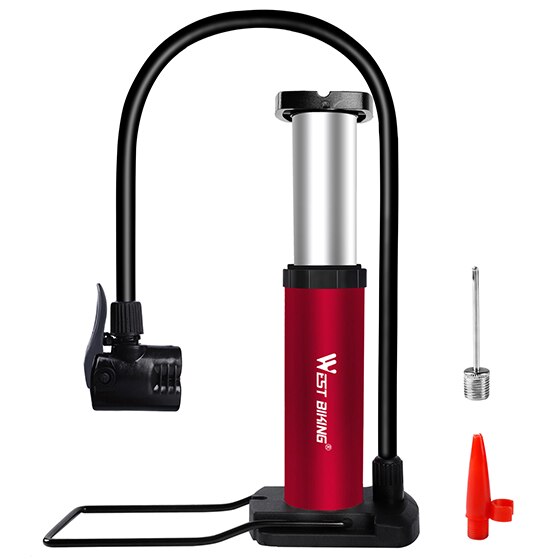 West Fietsen Fiets Pomp Aluminium Mtb Mountainbike Inflator Voet Fietsen Tire Luchtpomp Presta Schraderventiel Fiets Pomp: Red