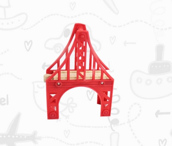 EDWONE stern Schiene/stop schiene/kreuz schiene Szene track zubehör und Brio Holz Zug Pädagogisches Junge/Kinder spielzeug: RED BRIDGE m