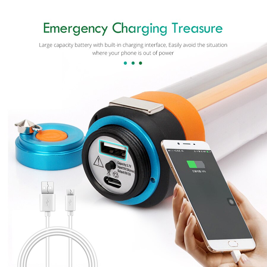6000 mah camping ledet lanterne usb oppladbar 18650 ip67 vanntett bærbar ledet lanterne fottur magnetisk lommelykt fakkellampe