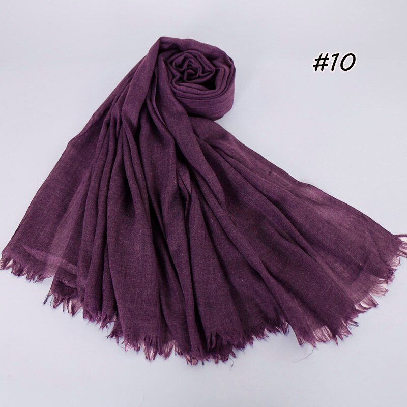 Premium Linen Cotton Hijab Scarf Women Muslim Hijab Large Size Plain Fringe Shawl Tassel Wraps Headband Long Scarves 190X100cm