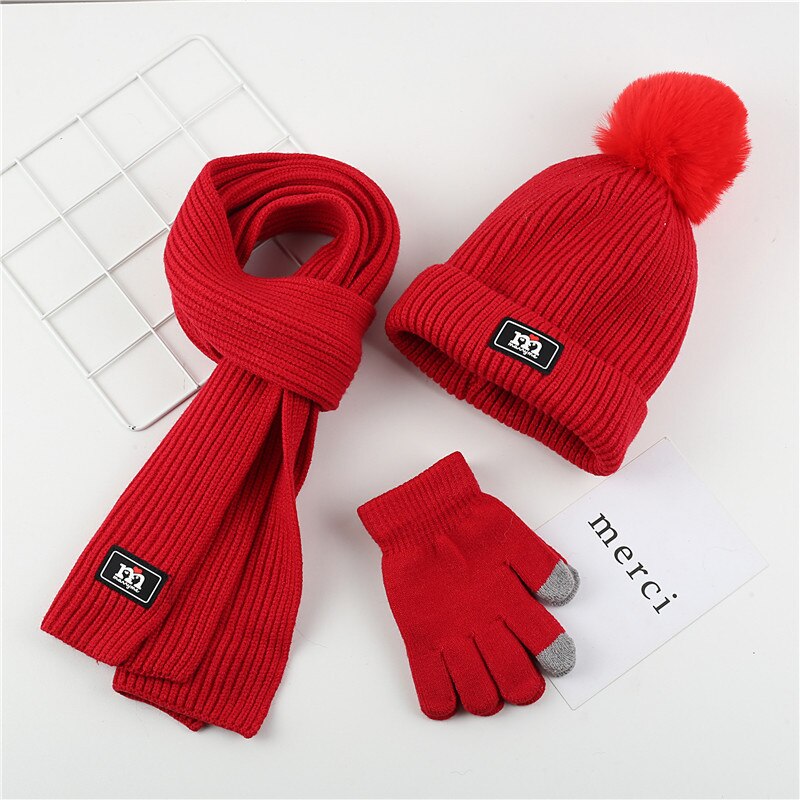 Acessórios de Inverno Menina Menino Chapéu do bebê Cachecol Conjunto Luva Chapéu Meninos Chapéu E Lenço Crianças Chapéu E Cachecol Conjunto: 3