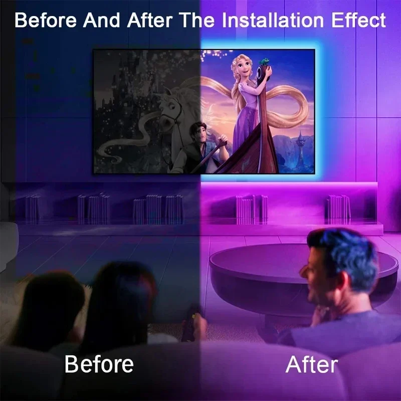 Tira de Luces LED RGB 5050 USB 1M-30M tira de luz Led sincronización de música Luces que cambian de Color cinta Led TV retroiluminación habitación Dec