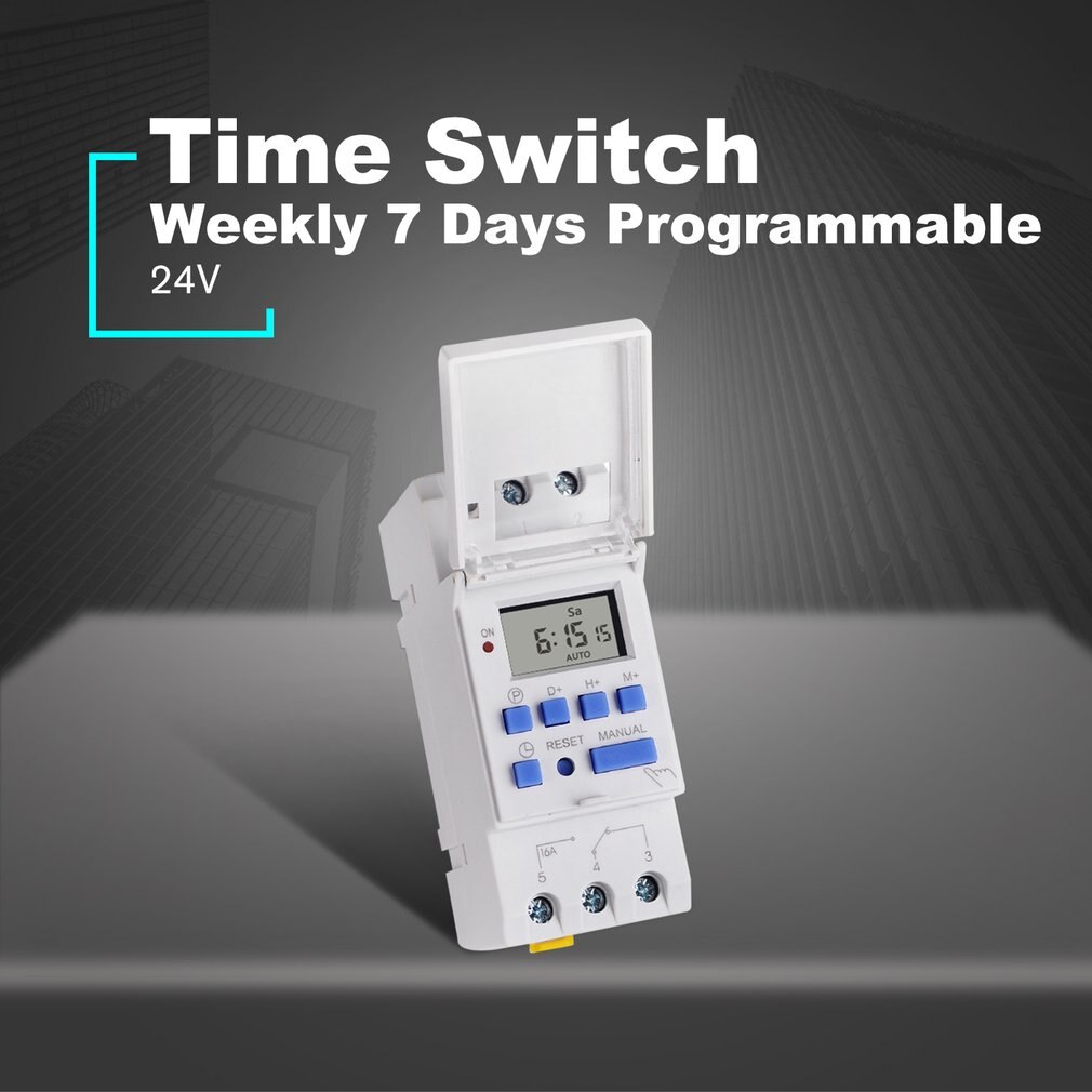 SINOTIMER AC/DC 12V/24V Weekly 7 Days Programmable Digital Time Switch Relay Timer Control Din Rail Mount for Electric Appliance