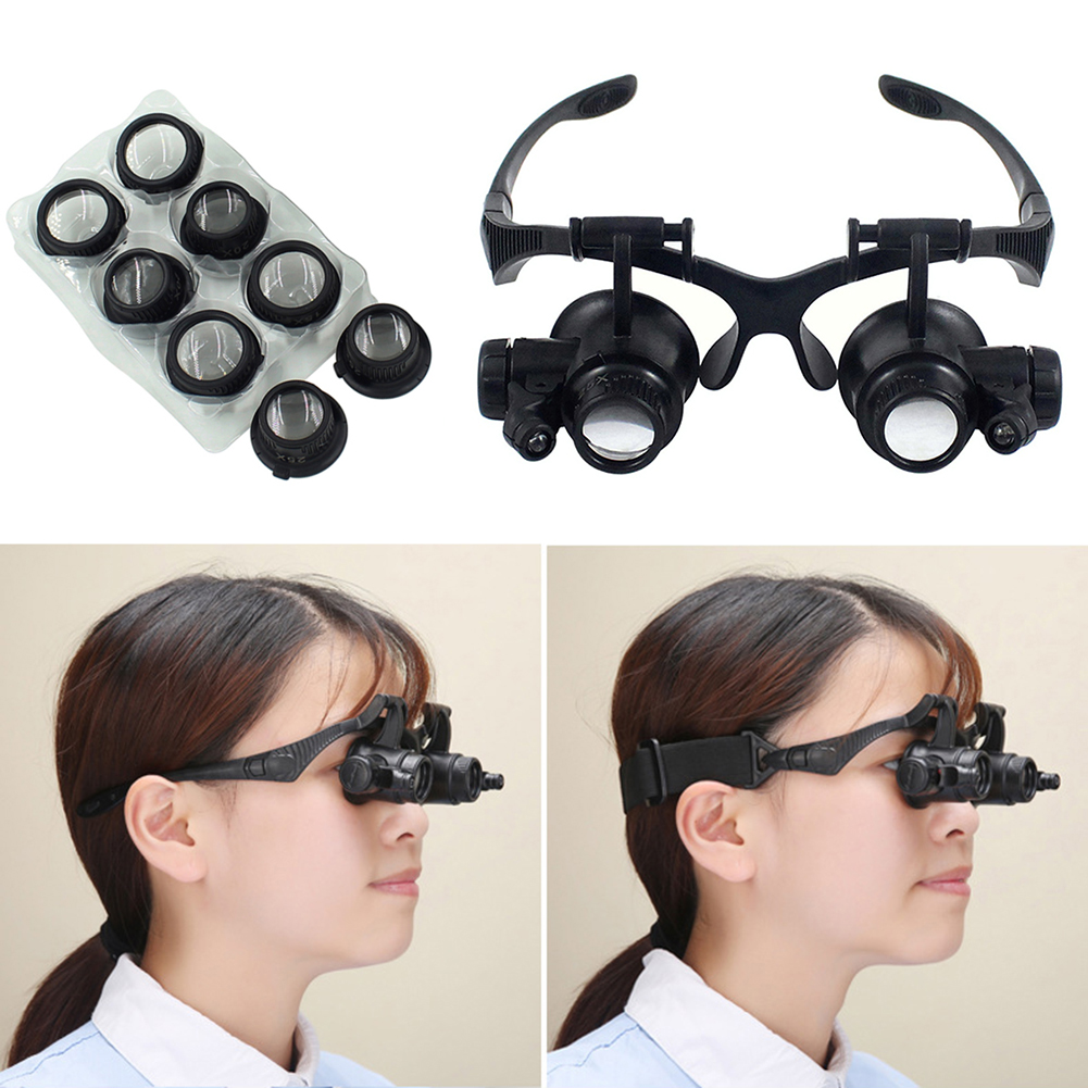 10X 15X 20X 25X LED Magnifying Glasses Headband Magnifier Loupes Reading Repair Watch Jewelry Magnifying Lens Optical Instrument