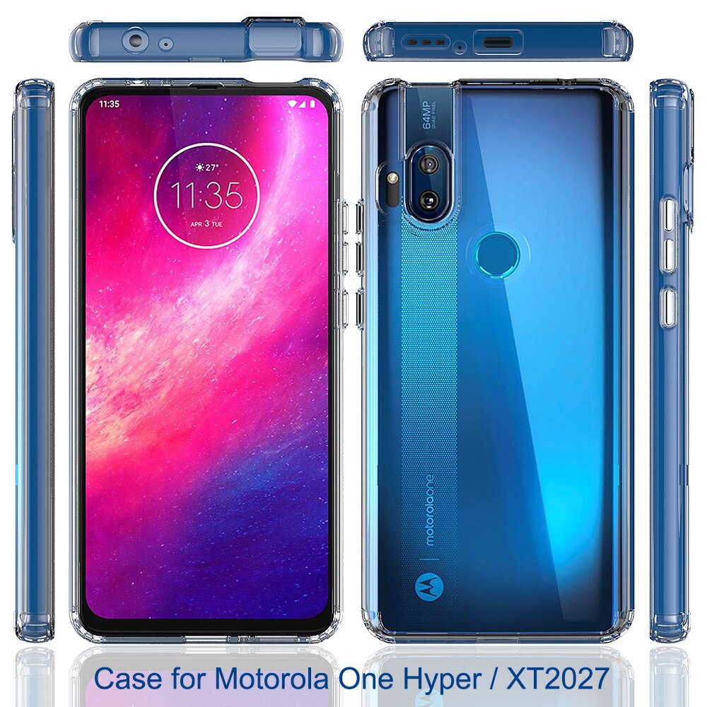 Smukła obudowa hybrydowa poduszka powietrzna dopasowana obudowa elastyczna TPU z przezroczystym tylnym panelem odporna na wstrząsy obudowa Motorola Moto jeden Hyper XT2027