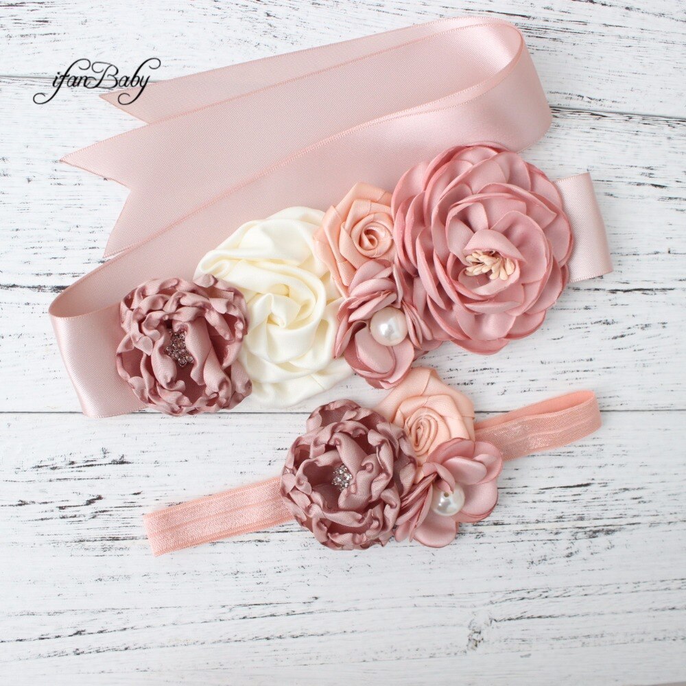 Moda queimar flor cinto menina mulher faixa cinto de casamento com flor bandana 1 conjunto