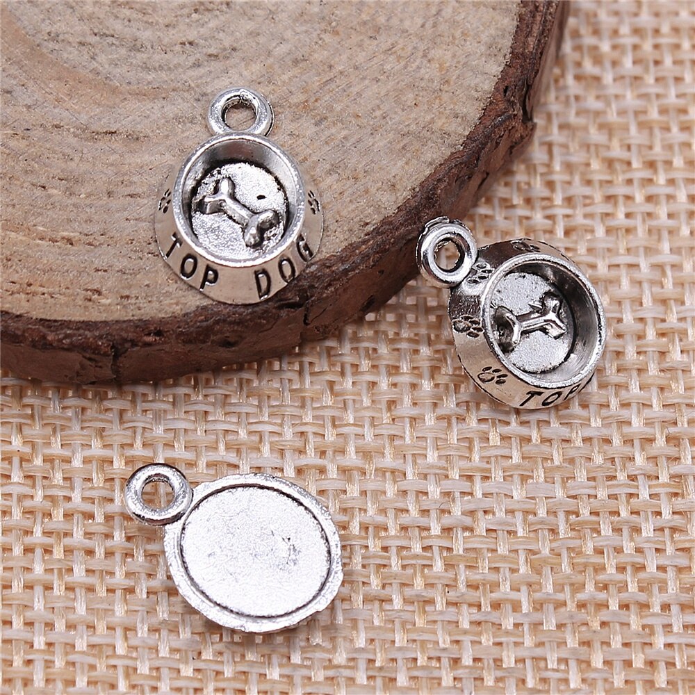20 piezas de joyería antigua con colgantes de bronce tibetano de 15x10mm de hueso de cuenco de perro de 20 piezas
