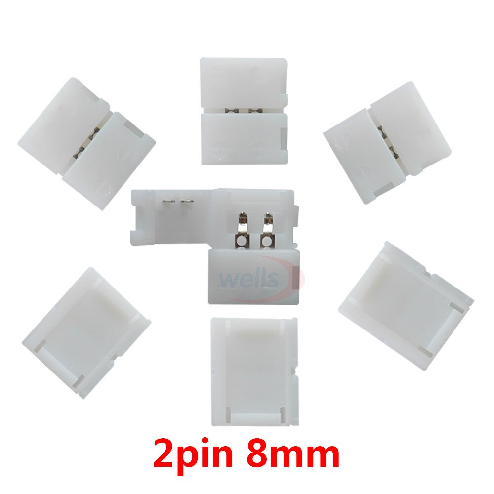 10 stk 2 pin 3 pin 4 pin 5 pin 6 pin l form led stik til tilslutning af hjørne retvinklet rgb rgbw rgbww 2811 2812 5050 led strip: 2 ben 8mm spænde