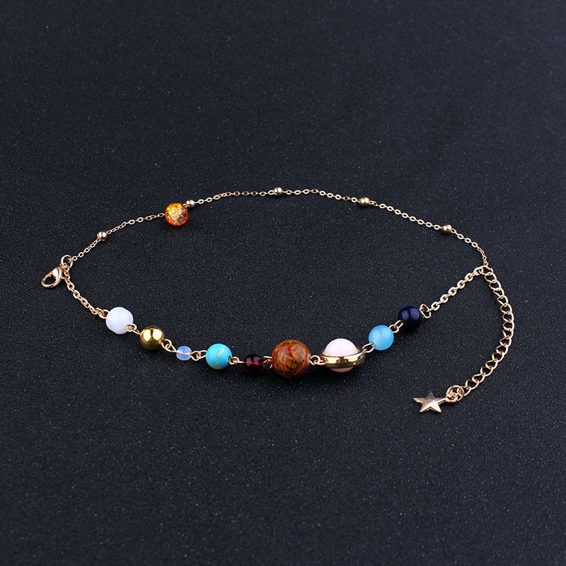 Universo galaxia los ocho planetas Sistema Solar cuentas pulsera energía estrella Piedra Natural cadena pulsera brazalete para mujeres