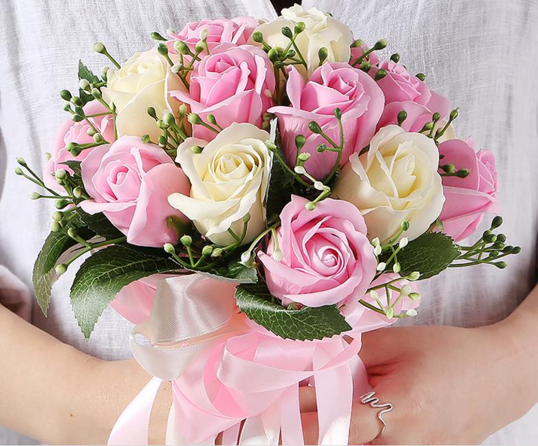 Rosa brudepike bryllup brudebukett romantisk bryllupsbukett blomst bruder bryllupstilbehør: Rosa