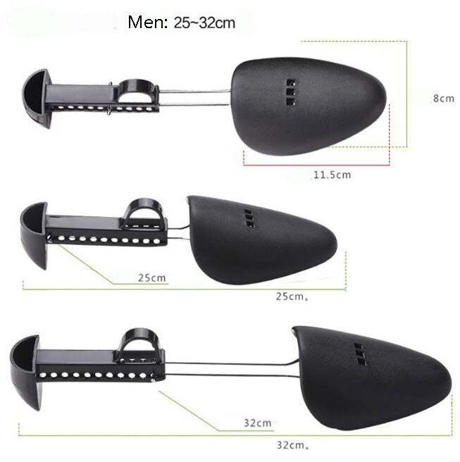 Ensanchador de zapatos ajustable, extensor de botas de plástico Unisex, duradero, color negro sólido, 1 par: black-men