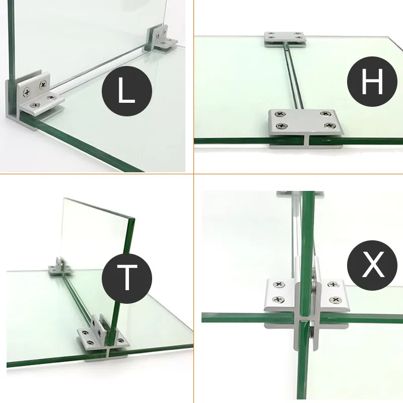 Showcase clamp connector Buckle for 4mm to 12mm glass Acrylic without drilling yourself DIY glass cabinet aluminum clips