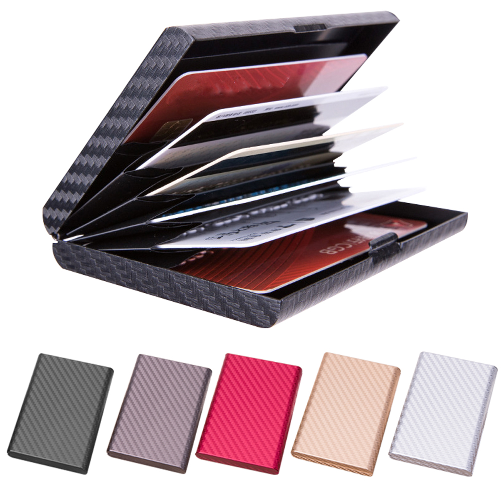 Men Wallet Security Anti Magnetic Large Capacity 6 Slots Bank Aluminum Alloy Case Storage Credit Card Holder Protective Travel