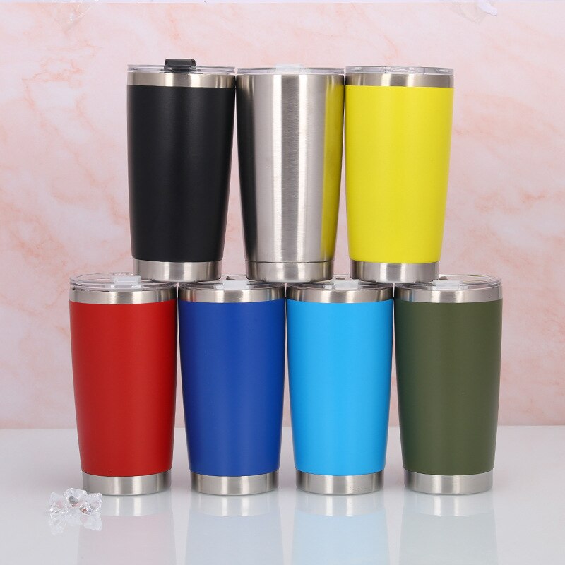 20 unzen 600ml Edelstahl Eis Bier Thermische Tasse Doppel Wand Vakuum Isolierte Tumbler Kaffee Reise Becher Mit Deckel