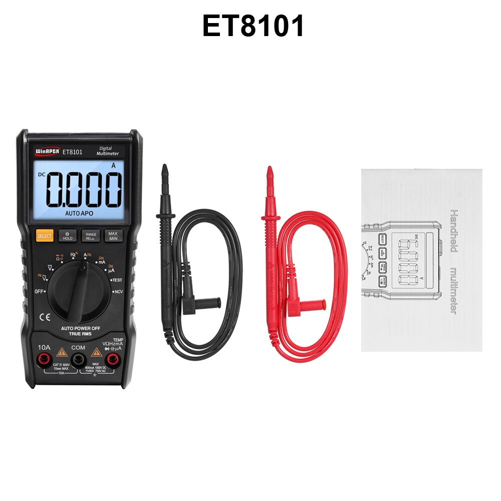 WinAPEX ET8101 Digital Multimeter 6000 Counts NCV Auto Range AC/DC Voltage Meter Temperature Tester Back light: ET8101