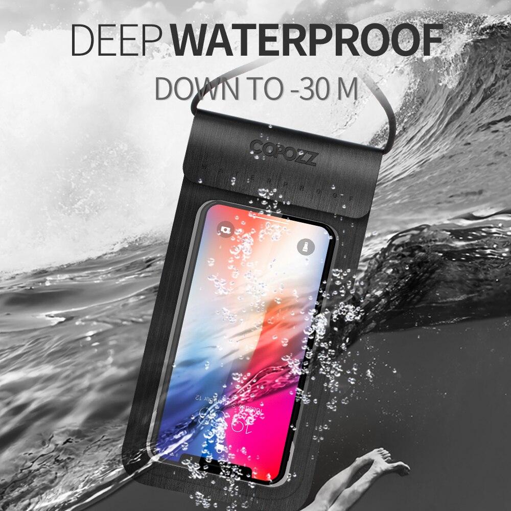 Copozz vandtæt telefontaske til iphone x /8/7/6s plus/samsung  s7 svømning snorkling ski dykning undervands mobiltasker etui