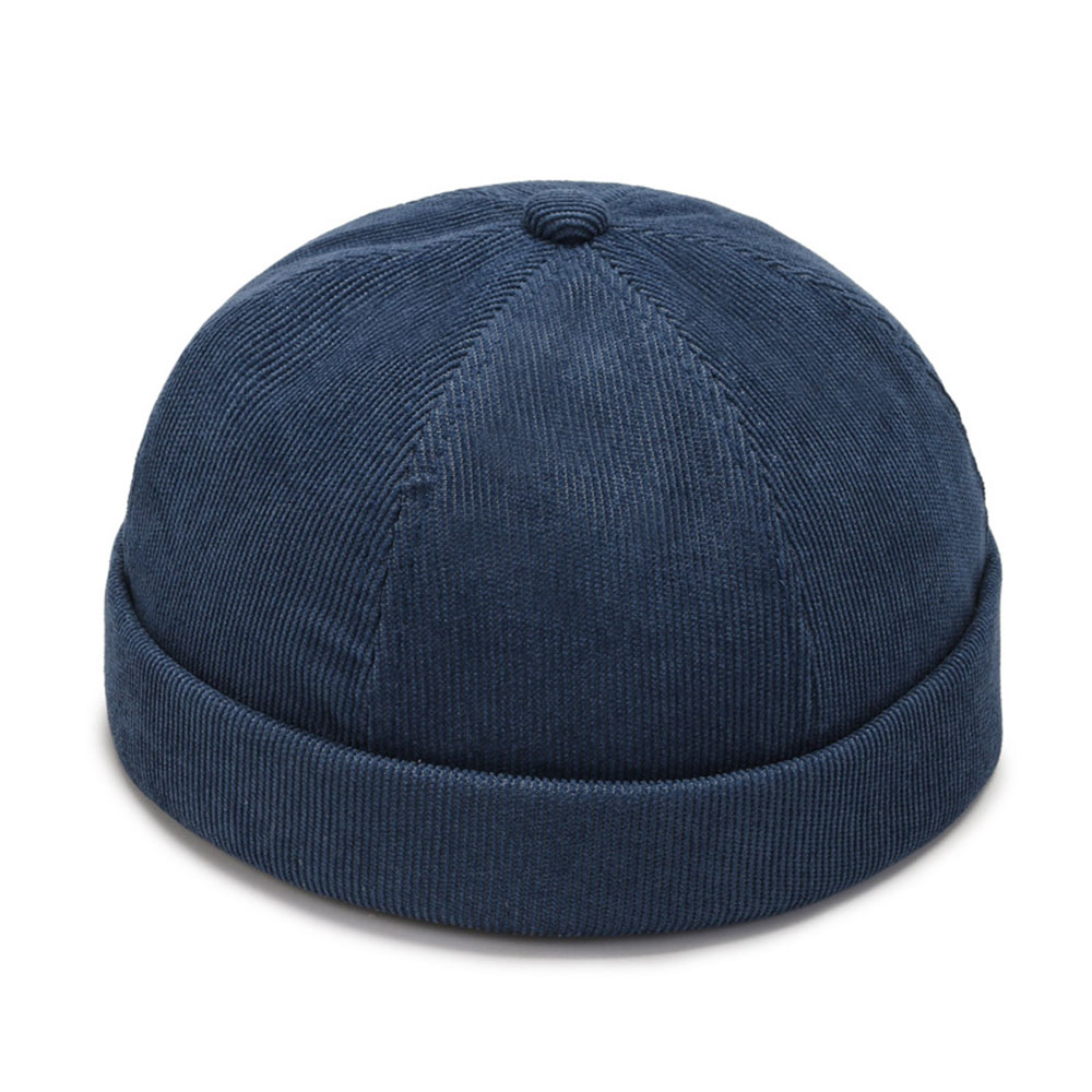 Gorro Vintage sin ala para hombre y mujer, gorro de calle de algodón Retro, gorra Docker ajustable, gorra de marinero literaria, gorro de Hip Hop de Color sólido: Azul marino