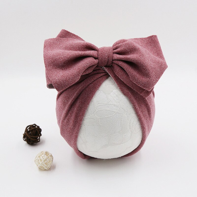 Spring Soft Baby Hat Big Bowknot Baby Girls Hat Turban Solid Color Infant Toddler Kids Hat Children Cap Beanies: style 2 03