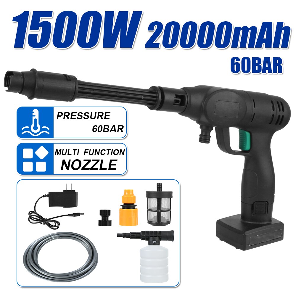 Portable Cleaning Machine 60 Bar Spray Water Gun 1500W Car Wash Pressure Cleaner 9000/20000mAh Cordless High Pressure Car Washer