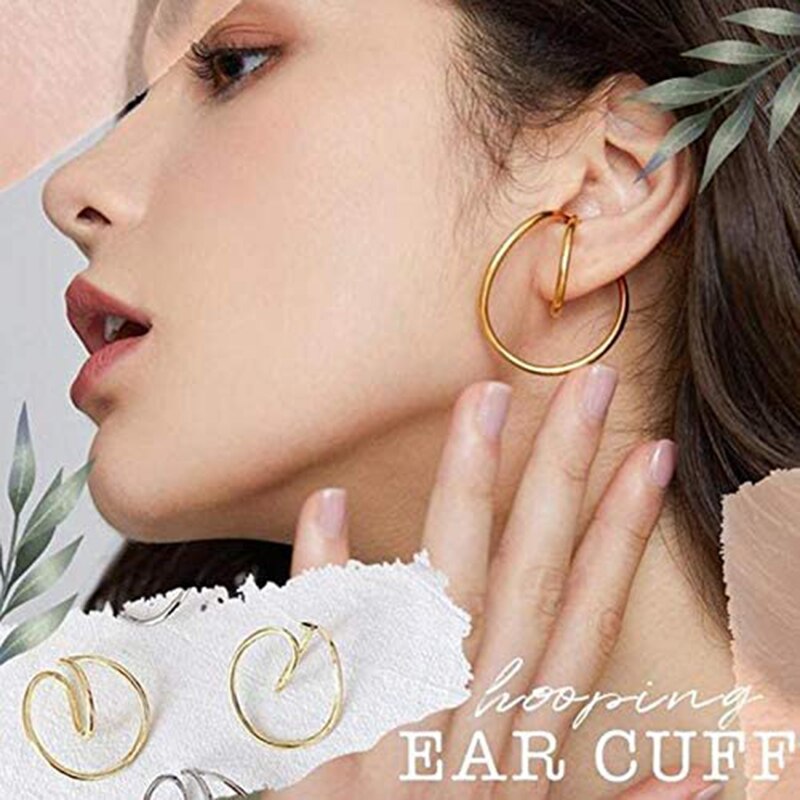 Nieuw 1 Paar Prachtige Omsnoeren Oor Manchet Geometry Earring Ear Clip Geen Piercing Earcuff Gleaming BN99