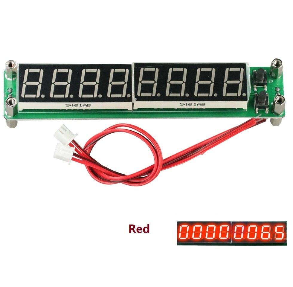 Rf signalfrekvens tæller cymometer blå / rød / grøn 8 bit rør ledet digital tester 0.1 mhz  to 60 mhz 20 mhz  to 2400 mhz 2.4 ghz meter: Rød