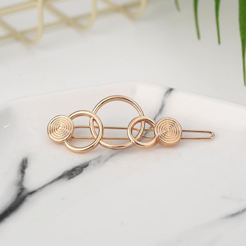 femmes cheveux accessoires Triangle pince à cheveux épingle métal géométrique alliage lune cercle Hairgrip Barrette filles support