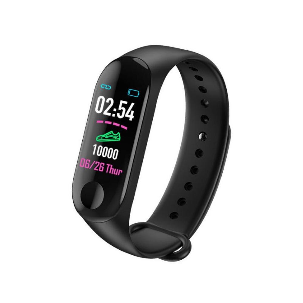 Smart Horloge Scherm Smart Armband Stappenteller Hartslag Bloeddruk Informatie Push Smart Herinnering Waterdichte Armband: Black