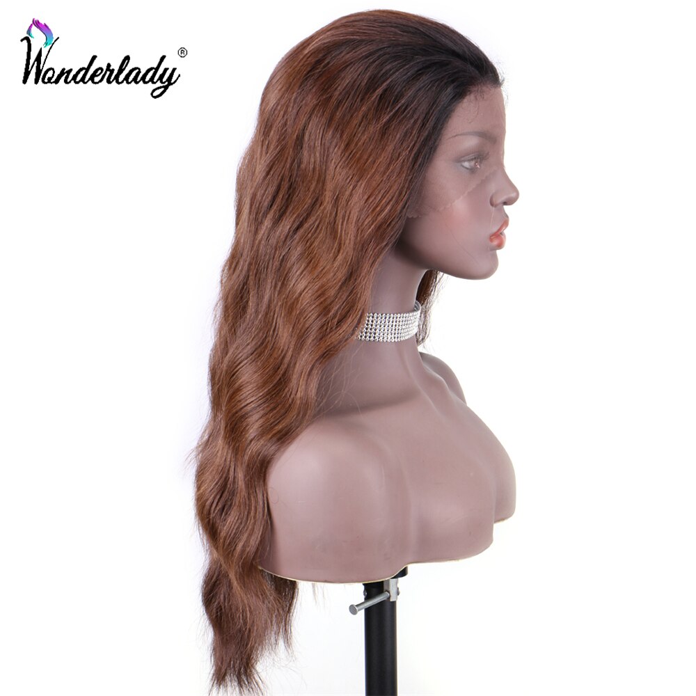 WonderLady OP430# Ombre Wigs For Women Black Brown Color Synthetic Lace Front Wigs With Baby Hair Natural Hairline Free Part 22"