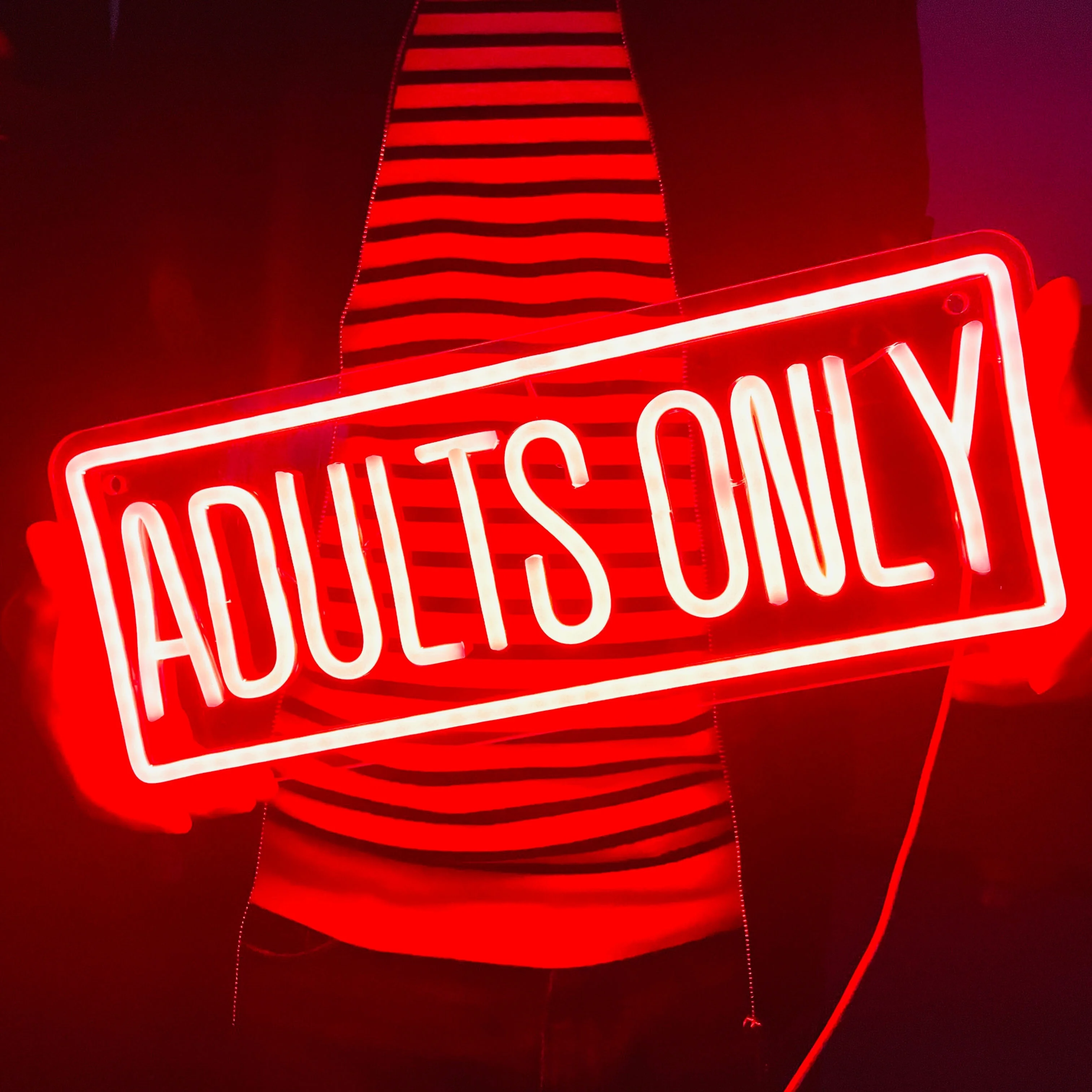 Bold Red 'Adults Only' Neon Sign: Versatile Wall Decor for Party, Bedroom & Man Cave USB-Powered