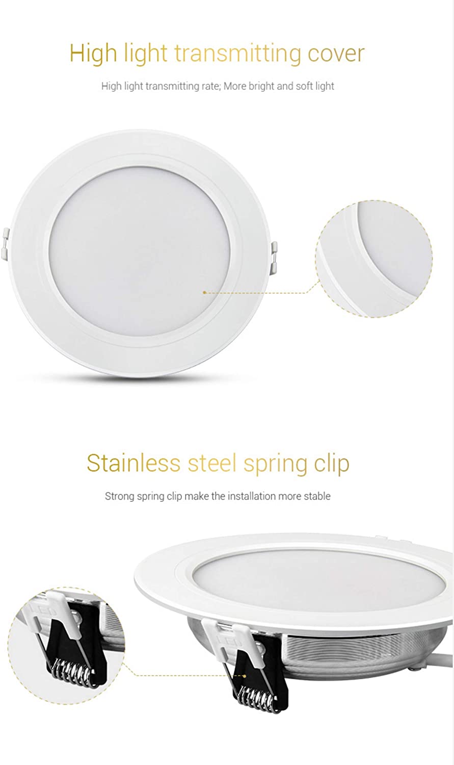 Mi.Light RGB+CCT Led Recessed Ceiling Downlight 9W Controlled by Milight RGB+CCT Remote and Smartphone APP Control Via Mi-Light