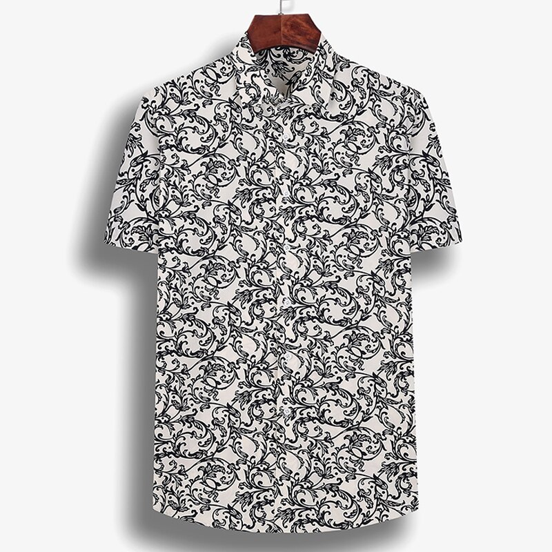 Mænds afslappet kortærmet strandblomstret hawaiisk skjorte lommefri standard-pasform sommer stilfuld blomster skjorte