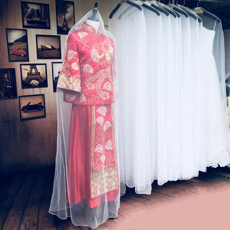 Transparent Soft Tulle Dust Cover For Home Clothes Wedding Dress Garment Bridal Gown Protector Mesh Yarn 160cm 180cm 200cm