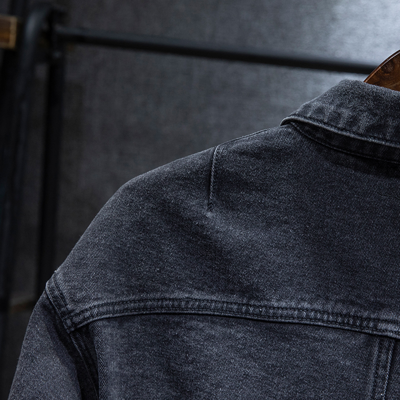 Novedad en chaqueta vaquera entallada de Estilo vintage para hombre, en blanco y negro, ropa de calle estilo Hip Hop, informal, chaquetas tapados abrigos de vaqueros para motocicleta