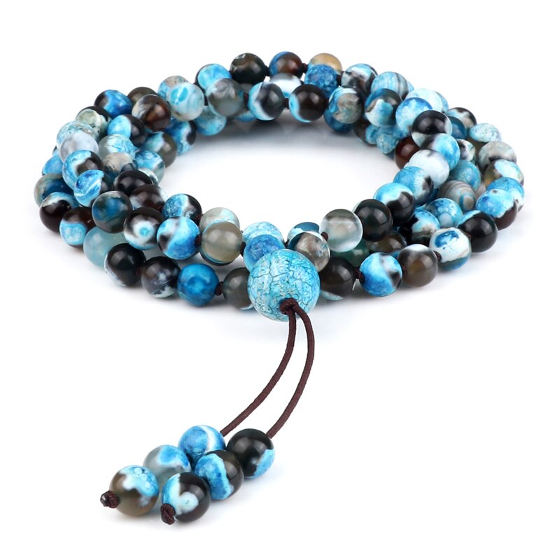 9 herrenarmbänder in verschiedenen stilen , 6mm natürliche blaue und violette achat-onyx-steine , 108 mala-ketten und -armbänder für damen: Feuerachate 4