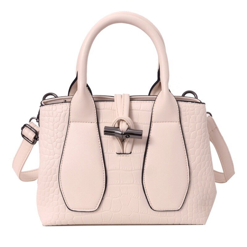 Krokodil axelväska: Beige