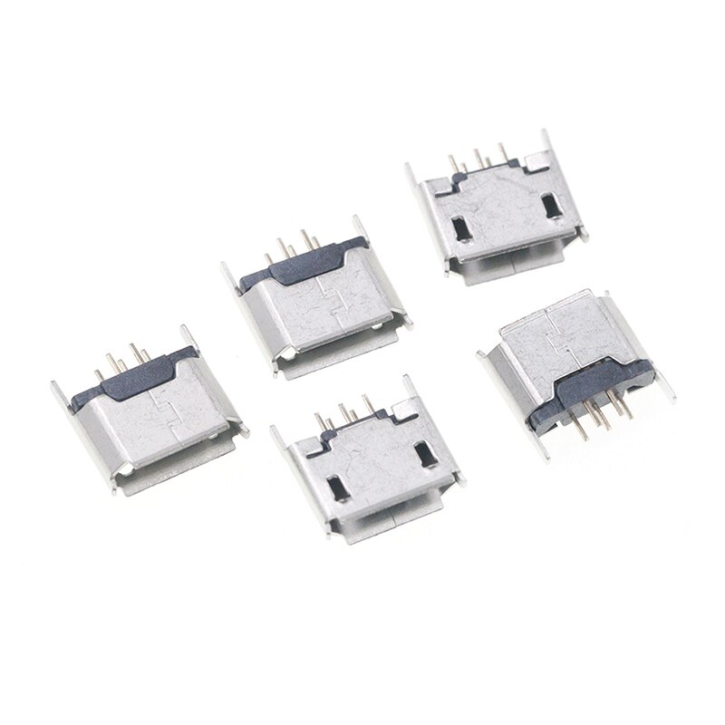 10Pcs Type B Vrouwelijke 180Angel Micro Usb Socket Connector 5P Directe Plug-In Voor Opladen Mobiele telefoon