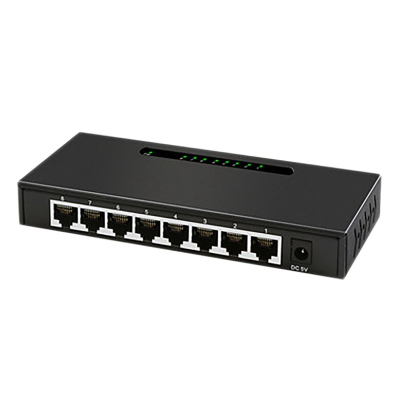 Splitter Ethernet 8-Port RJ45 Gigabit Anti-ekranowanie wskaźnik LED przełącznik sieciowy dla Monitor Router PC: Black