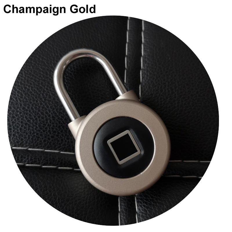 Smart Bluetooth Padlock Fingerprint and Phone APP Unlock Waterproof IP66 Security Door Lock For Luggage/Cabinet/Drawer/Bike M3: Champaign Gold