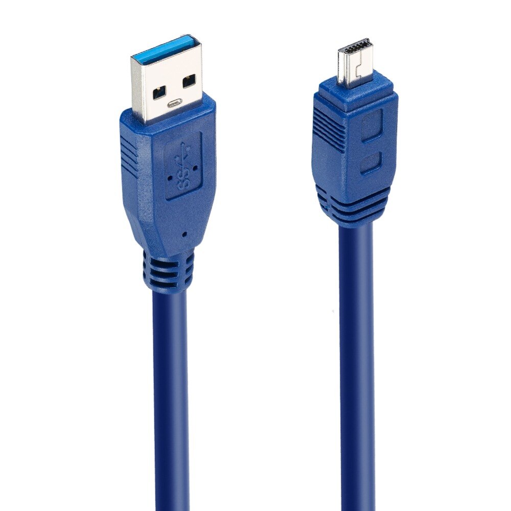 Bochara 1.5M USB 3.0 Type A Male to Mini 10 Pin Type B Male Data Cable Dual Shielding(Foil+Braided) Super Speed