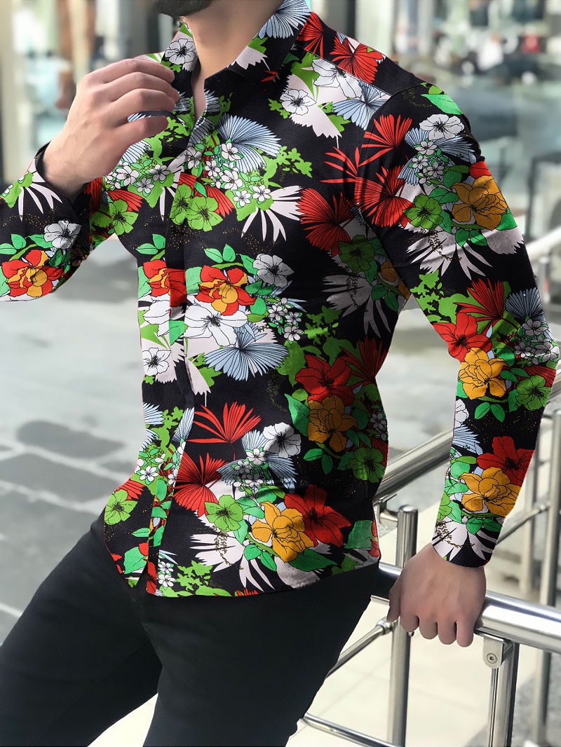 Camisa De Manga Larga Con Estampado De Flores