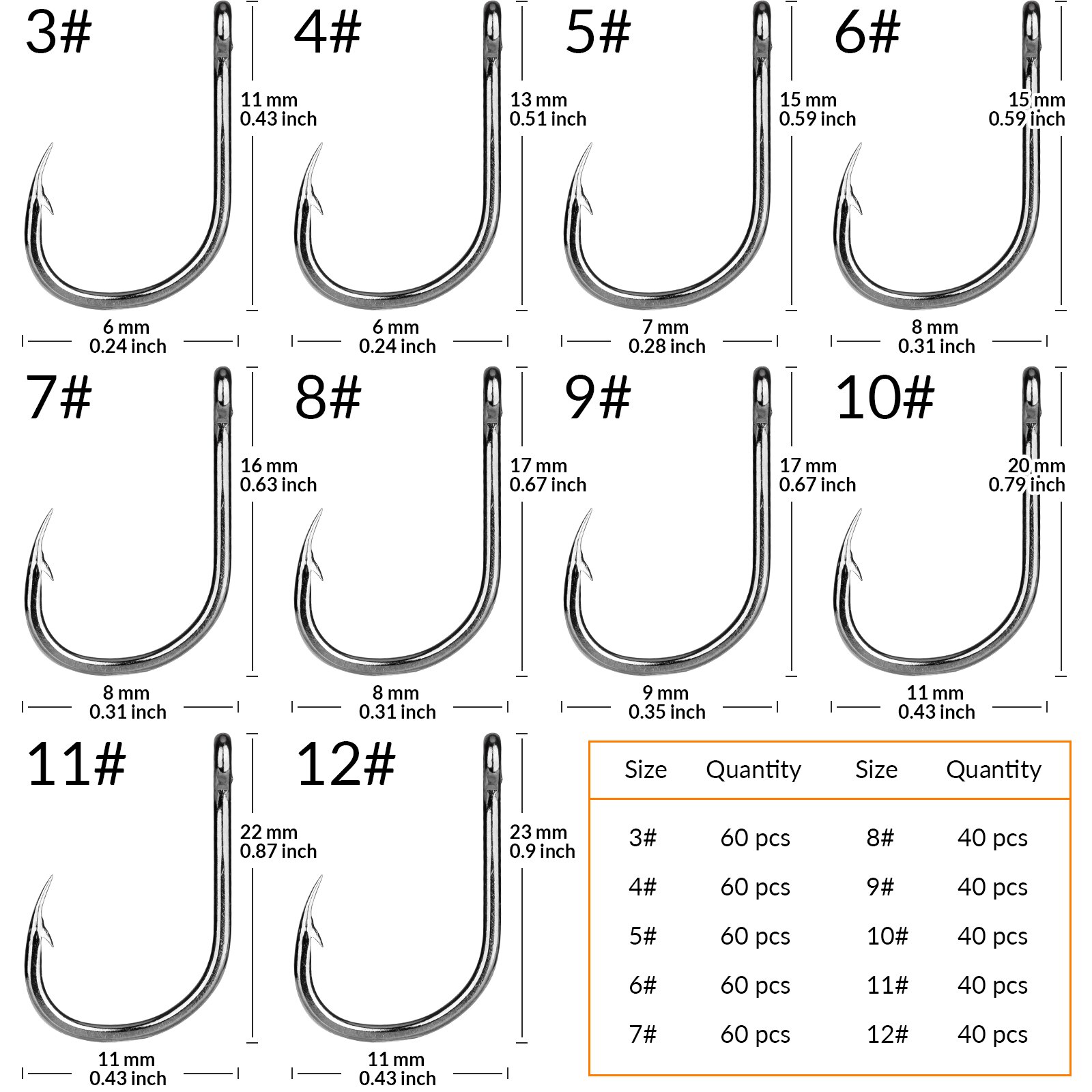 Anzuelos de pesca de agua dulce, Kit de anzuelos de púas para carpa, cebo Jigging, 500 piezas, #3-#12