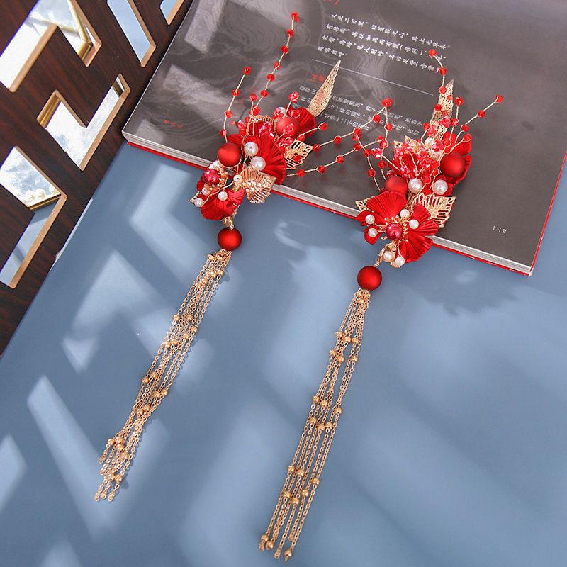 Jahrgang rot haarnadel, chinesische hanfu-haaraccessoires für damen, haarspange