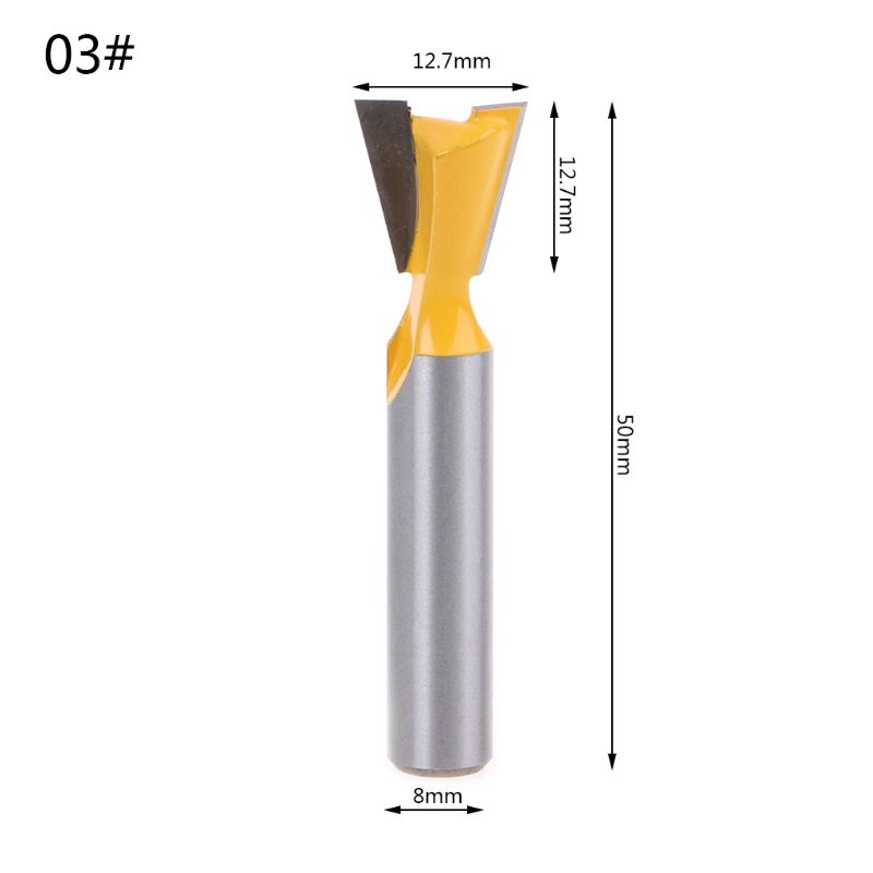 Ootdty 8Mm Schacht Grade Industriële Staaf Zwaluwstaart Router Bit Zwaluw Staart Houtbewerking Etsen Frezen Voor Hout Snijder: 12.7mm