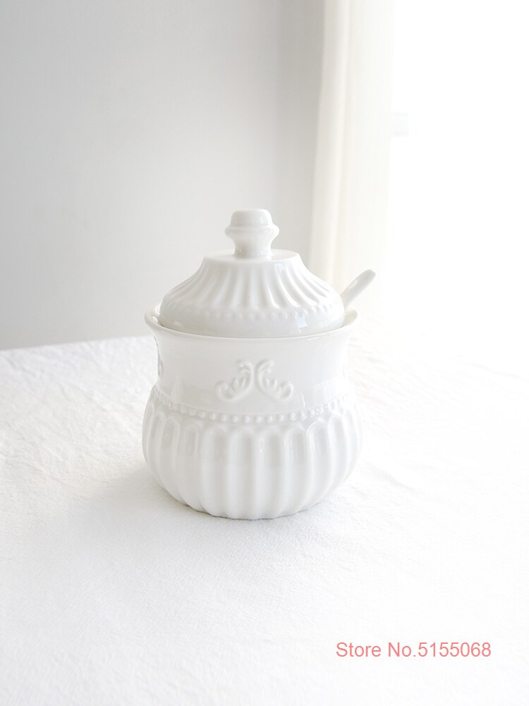 Juego de ollas de cerámica para aliviar el azúcar y crema, tazón Rococo, especias, jarra de leche, tazas de salsa, arte barroco inglés