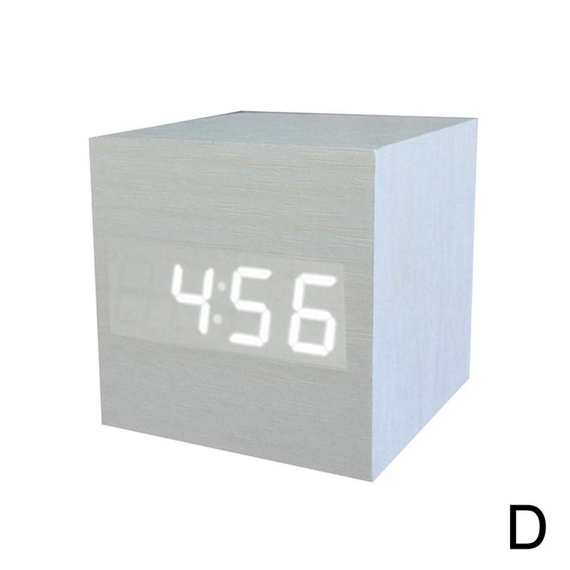 Relojes multifunción LED de madera, reloj despertador de mesa, Control de alarma de escritorio, decoración de madera , voz electrónica Digital, Tabl C1O2: D