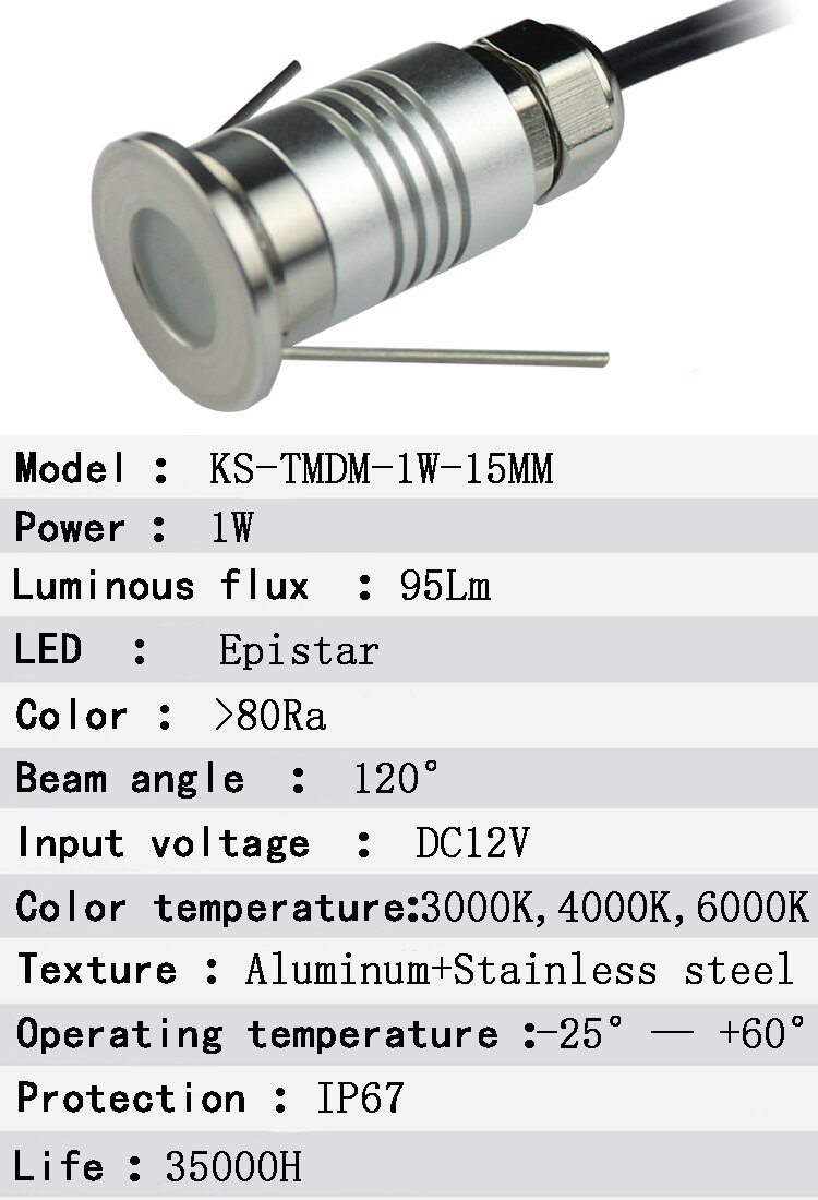 1W Mini LED Underground Light IP67 Waterproof Inground Lamp 12V with Driver