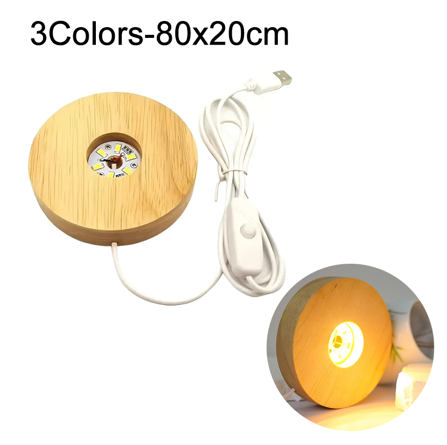 Rechteckiger LED-Sockel aus massivem Holz, leuchtende Basis für Harz, Buchstaben, Lampe, Glas, Harz, Kunst, Holz, Licht, Anzeige-Basis, Heimdekoration: Elfenbein / 2G11