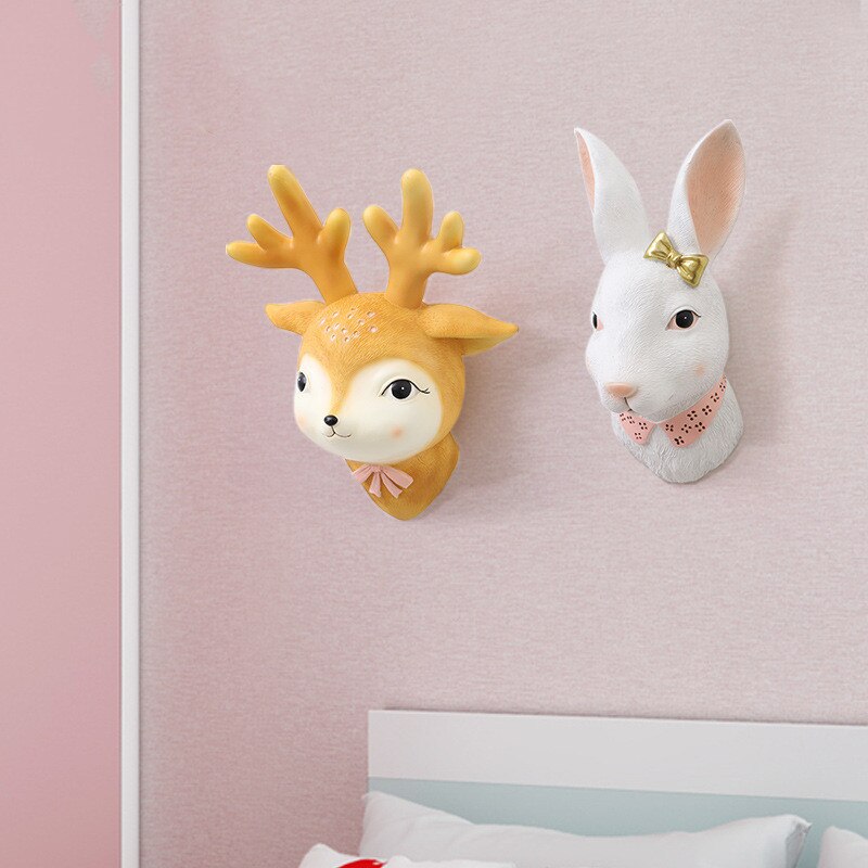 Baby flicka rum dekor djurhuvud väggdekoration för vardagsrum hänge barn flicka barndom sovrum soft install heminredning