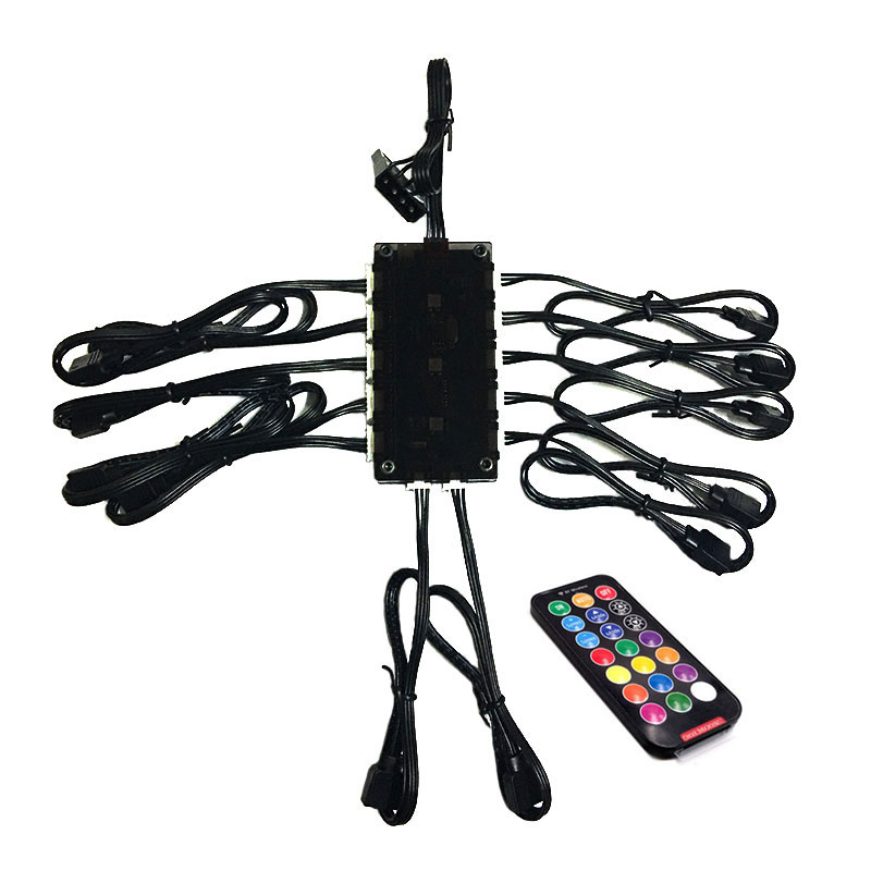C.M Computer Interior Decoration Components Of Main Box Connectors 4/6PIN Conversion LED strip 3PIN 1to12 RGB Remote Controller: Default Title