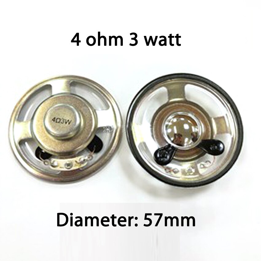 57mm waterproof speaker iron shell inner magnetic 8 ohm 3W 4 ohm 3W transparent membrane waterproof speaker Horn: 4 ohm 3W